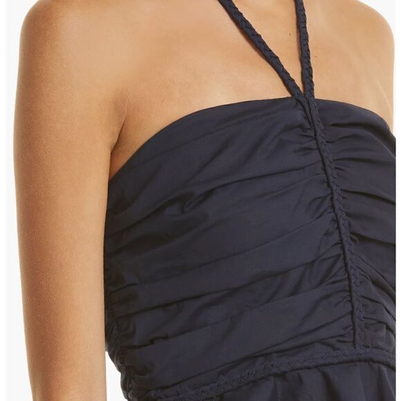 NWT Veronica Beard Arienne Ruched Stretch Cotton Halter Top $368 - Picture 5 of 9